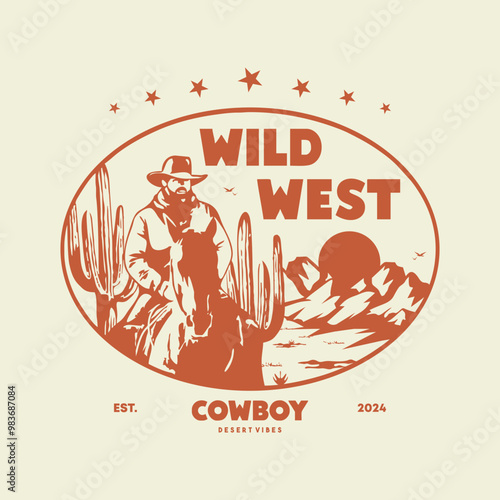 Vintage illustration of cowboy vector t shirt design vector graphic typographic poster or tshirts street wear and Urban style