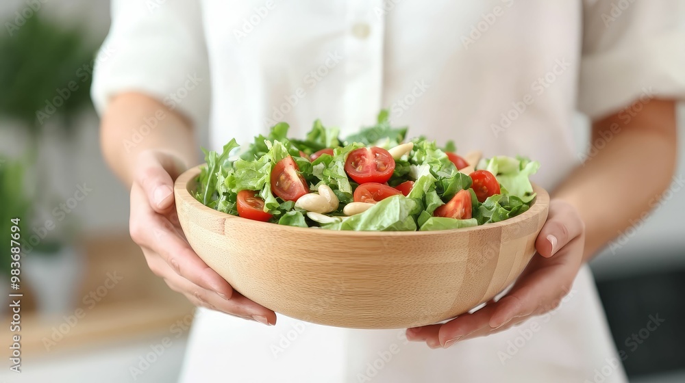 Businesswoman preparing a fresh salad in the office kitchen, healthy eating habits Businesswoman preparing a fresh salad in the office kitchen, healthy eating habits