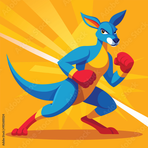 Kangaroo Boxing isolated on dynamic and vibrant vector illustration