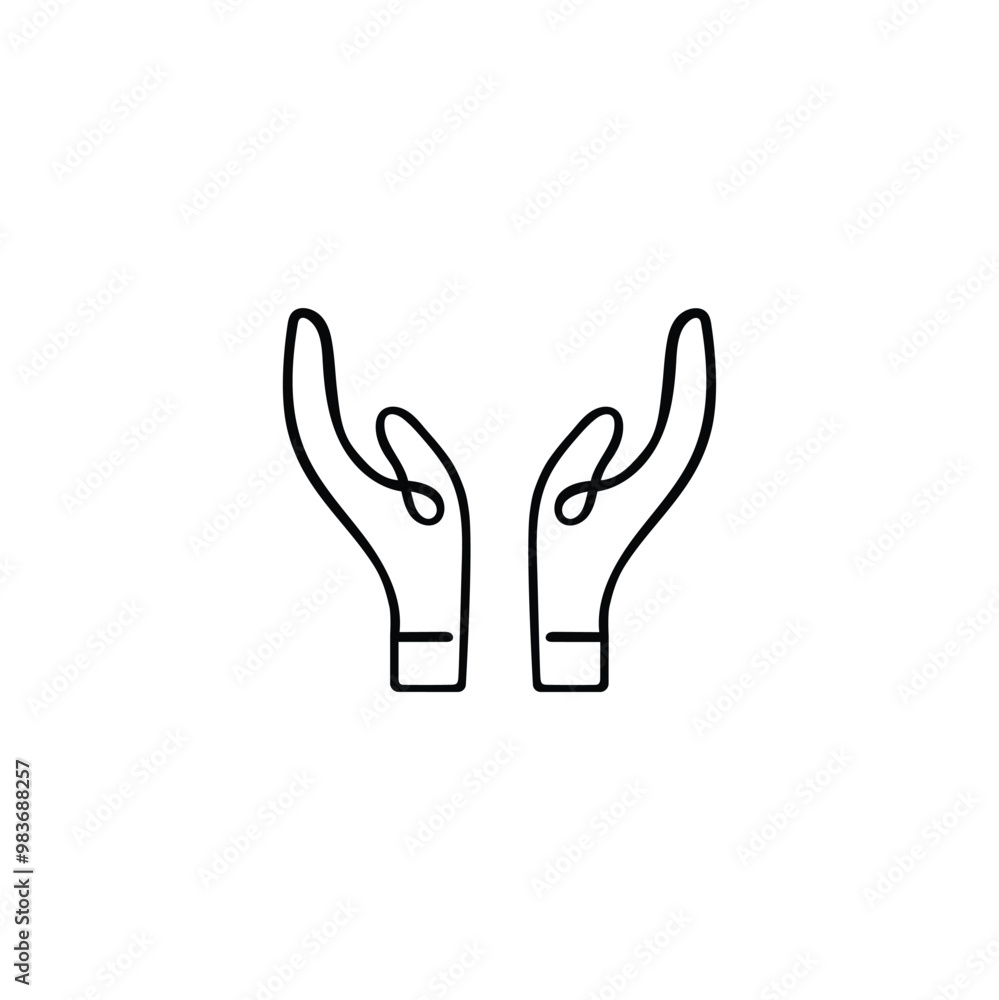 Two Open Hand Line Style Icon Design Two Open Hand Line Style Icon Design