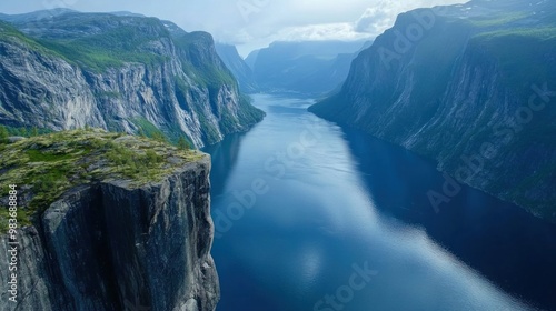 Aerial View of a Fjord in Norway