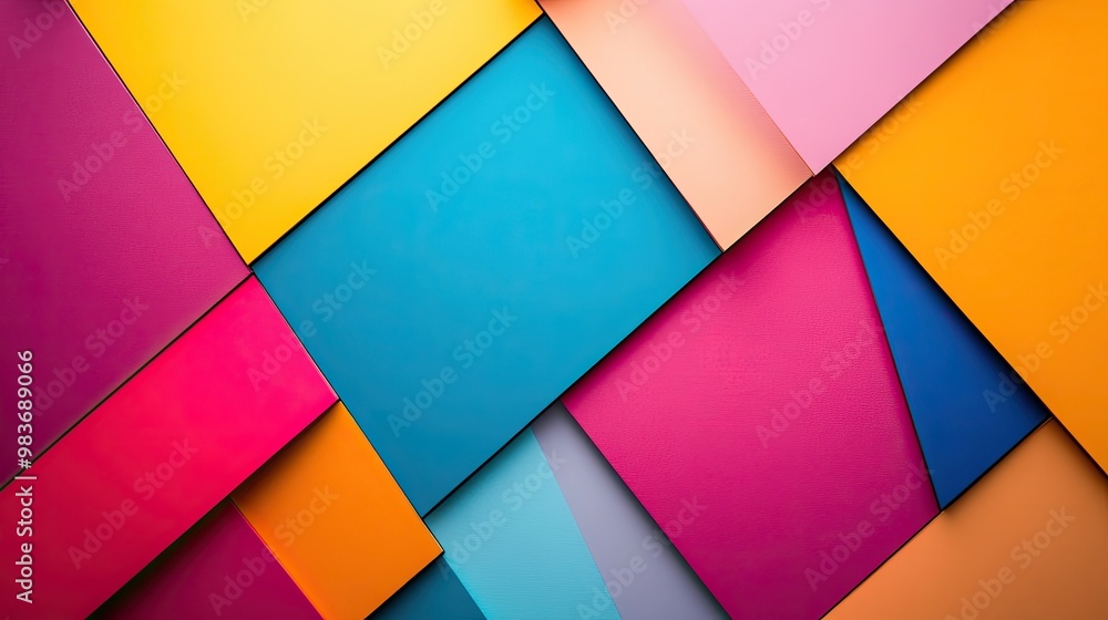 Fototapeta premium Geometric shapes overlapping in vibrant colors