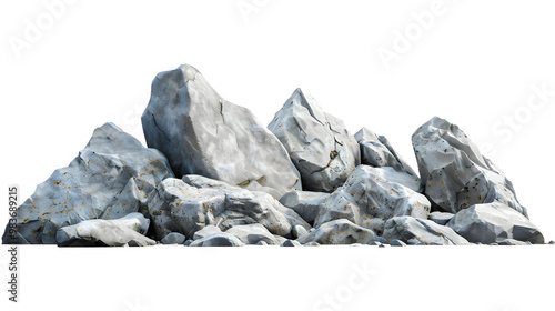 Tranquil Collection of Beige Cutout Nature Rocks in 3D Rendered Set for Minimalist Design Projects , Transparent Background