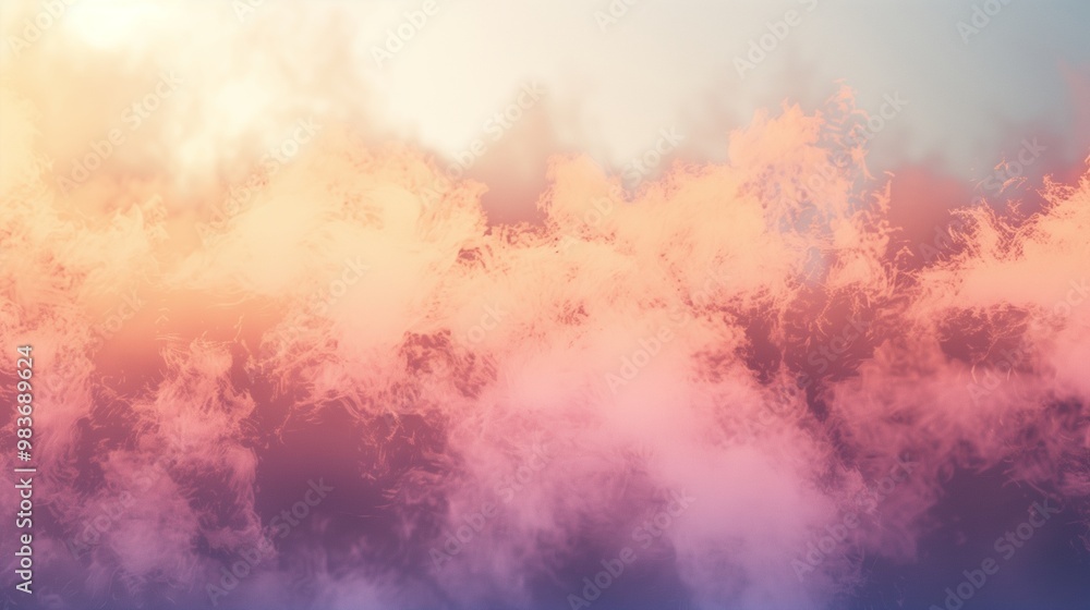 Dreamy Sunset Clouds in Soft Pink and Purple Hues, Abstract Sky Illustration