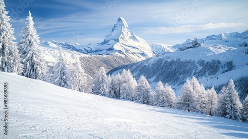Wallpaper Mural Snowy Mountain Landscape with Matterhorn Peak Torontodigital.ca