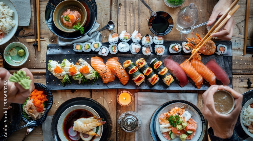 Sushi Feast: A Delicious Table Setting Sushi Feast: A Delicious Table Setting