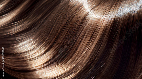 glossy hair after a spritz of Korean hair spray, with the light reflecting off the smooth