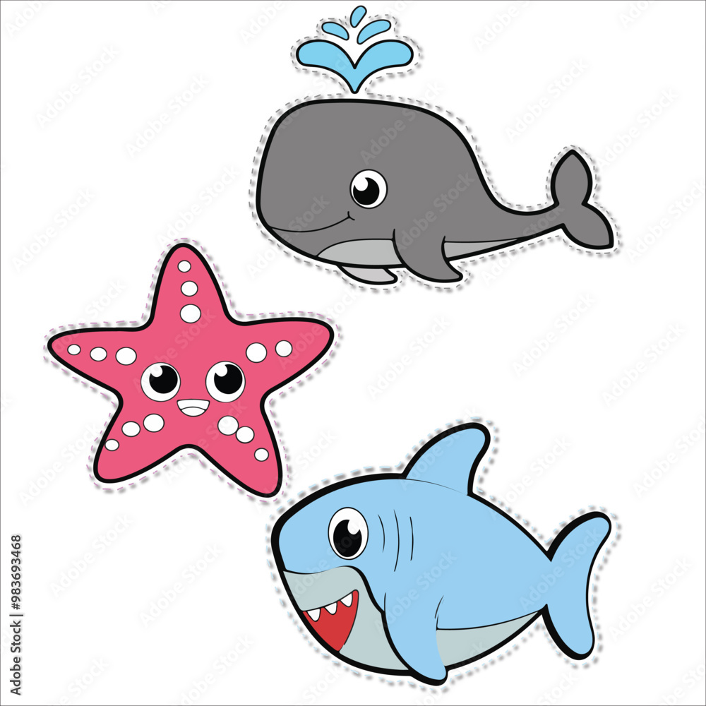 Marine Animals icon vector flat illustration Marine Animals icon vector flat illustration