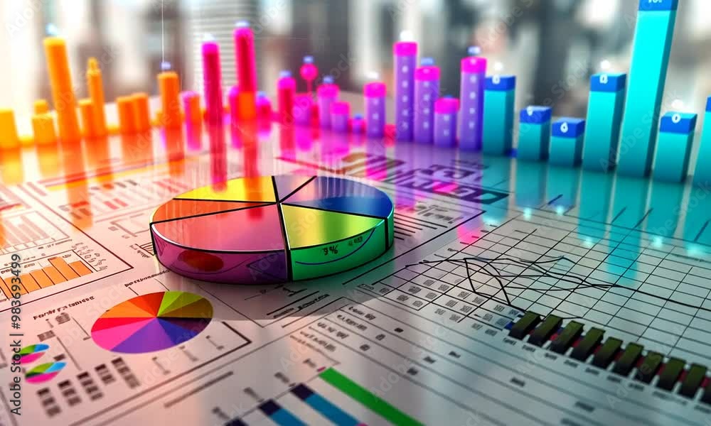 Colorful Pie Chart with Data Visualization Stock Video | Adobe Stock