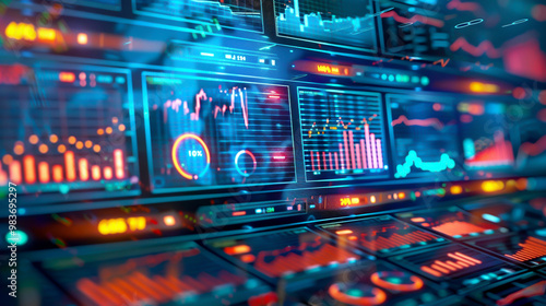 Big data analytics providing valuable insights in measuring metrics and tracking performance, front view, showcasing advanced data processing, digital tone, Triadic Color Scheme