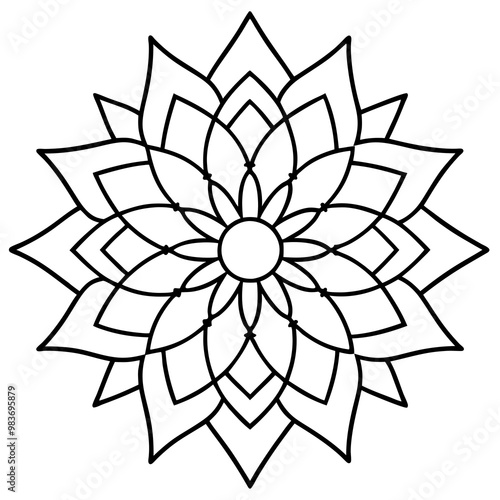 a vector of black and white colour design of a mandala with a white background