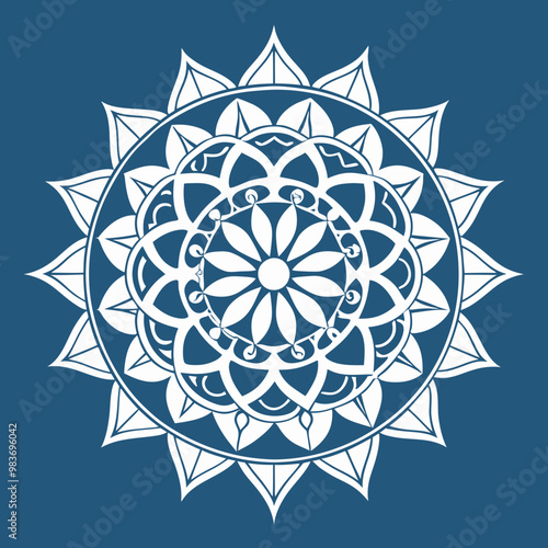 a vector white colour design of a mandala with a 
coloured background