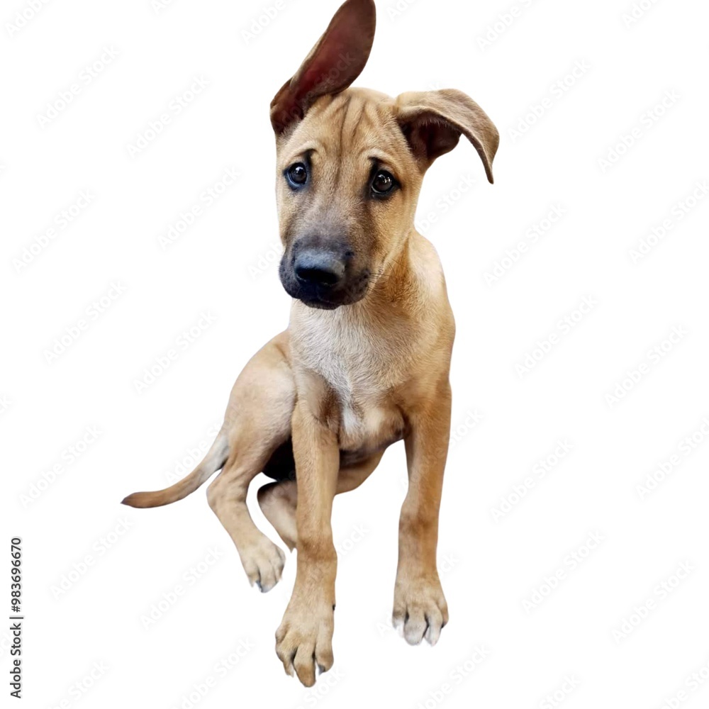 A cute, brown puppy with floppy ears and big, expressive eyes, sitting and looking up. A cute, brown puppy with floppy ears and big, expressive eyes, sitting and looking up.