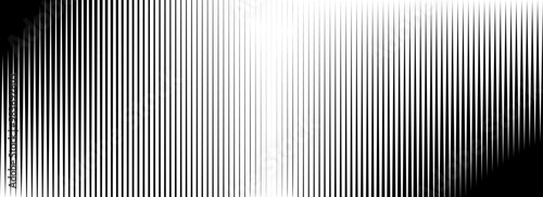 Vertical thin line halftone gradation texture. Fade straight stripe gradient background. Black striped shade pattern backdrop. Vanishing parallel stripe wallpaper for overlay, print, cover. Vector