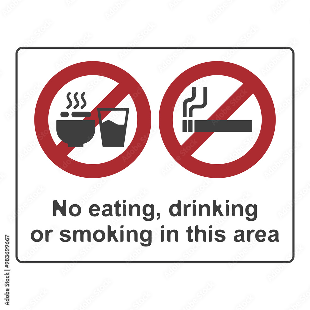 No eating or drinking, no smoking, flat logo No eating or drinking, no smoking, flat logo