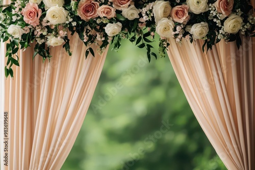 Rustic-themed ceremony backdrop, creating a warm and inviting arch for weddings photo