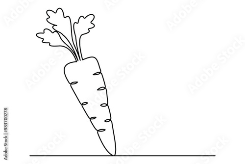 Continuous one line drawing of isolated carrot outline vector art illustration 
