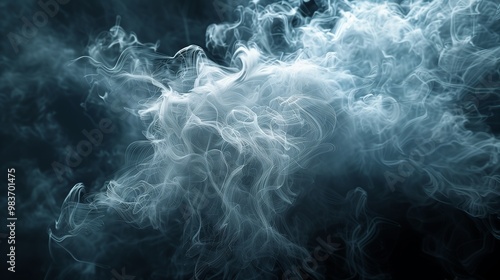 Abstract White Smoke Swirls on Dark Background - Mystical and Atmospheric Photograph for Design Projects