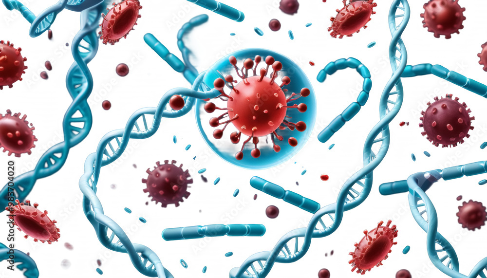 virus cure dna biotechnology pharmaceutical hologram using cells wide sequencing background genome research blood medical banner virus blood cell infection culture white antibiotic germ bacterial