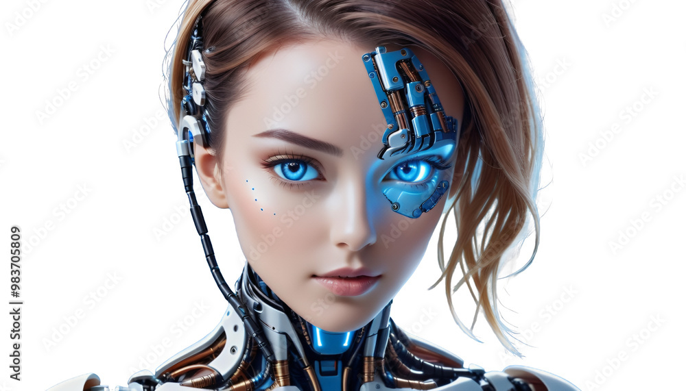 artificial neural face cyborg futuristic blue networks technology female robot intelligence banner concept the background robot cyborg artificial intelligence technology future futuristic android