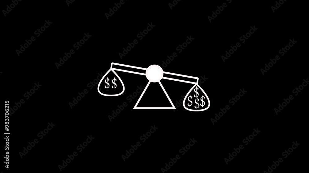 dollar Balance scale Which Can Easily Modify Or Edit,Justice balance with money bags animation. dollar Balance scale Which Can Easily Modify Or Edit,Justice balance with money bags animation.