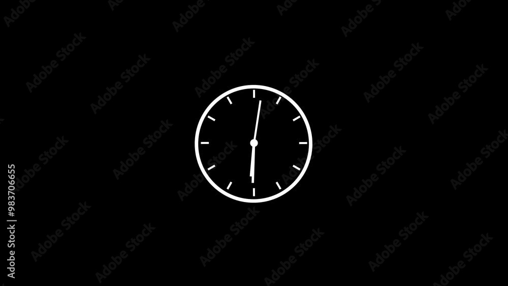 Clock Counting Down 24 Hour Day Fast Speed. Clock with moving arrows.Abstract new analog clock icon animation.