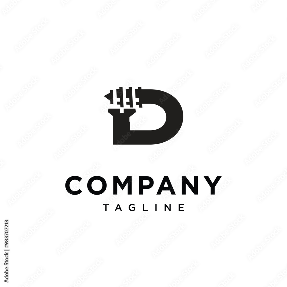 Naklejka premium Letter D Screw logo icon vector