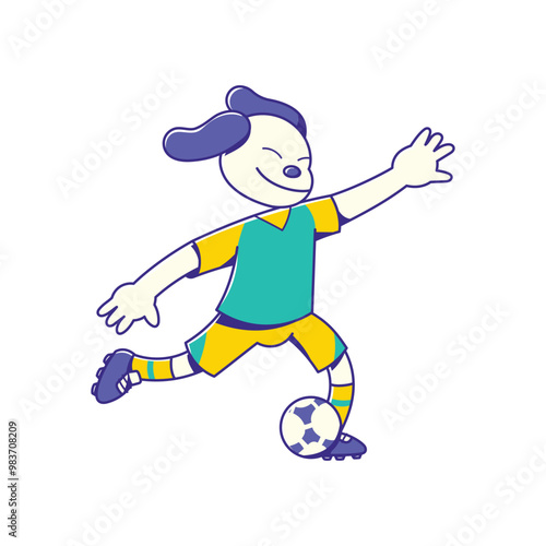 Animal Soccer Mascot Kicking Ball