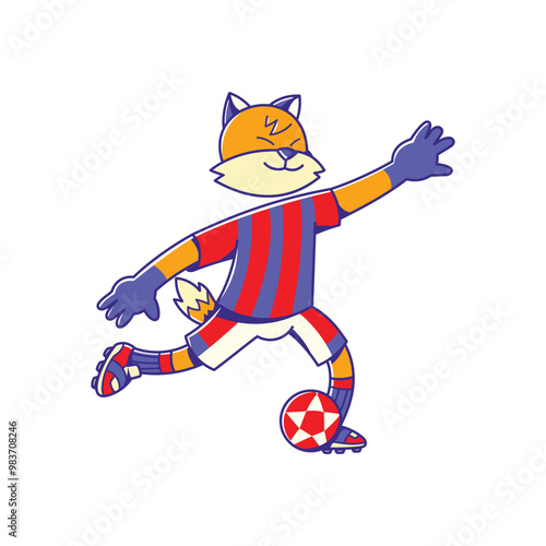 Animal Soccer Mascot Kicking Ball