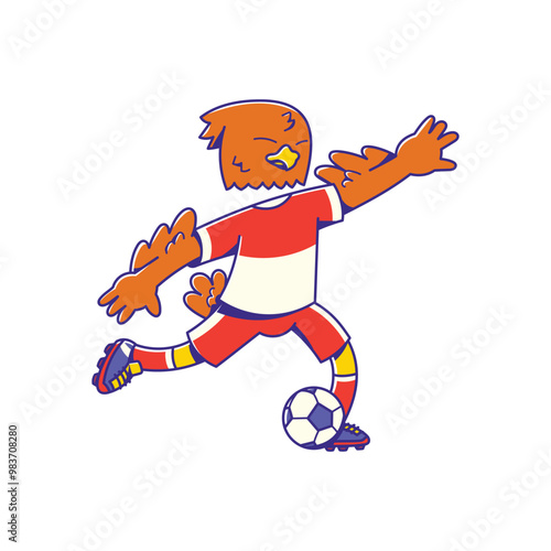 Animal Soccer Mascot Kicking Ball