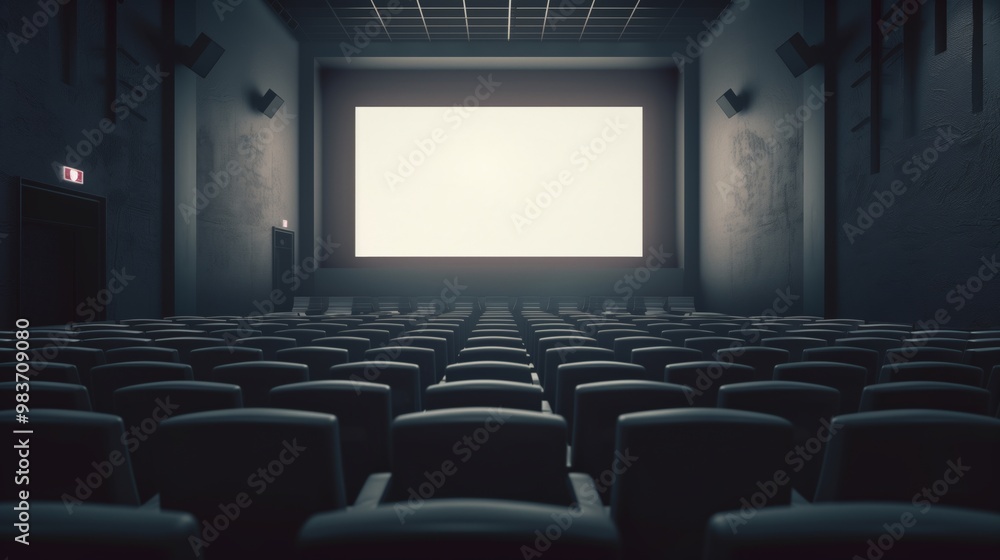 Empty Movie Theater with Blank Screen - Perfect for Cinema, Film, and Entertainment Industry Use Empty Movie Theater with Blank Screen - Perfect for Cinema, Film, and Entertainment Industry Use
