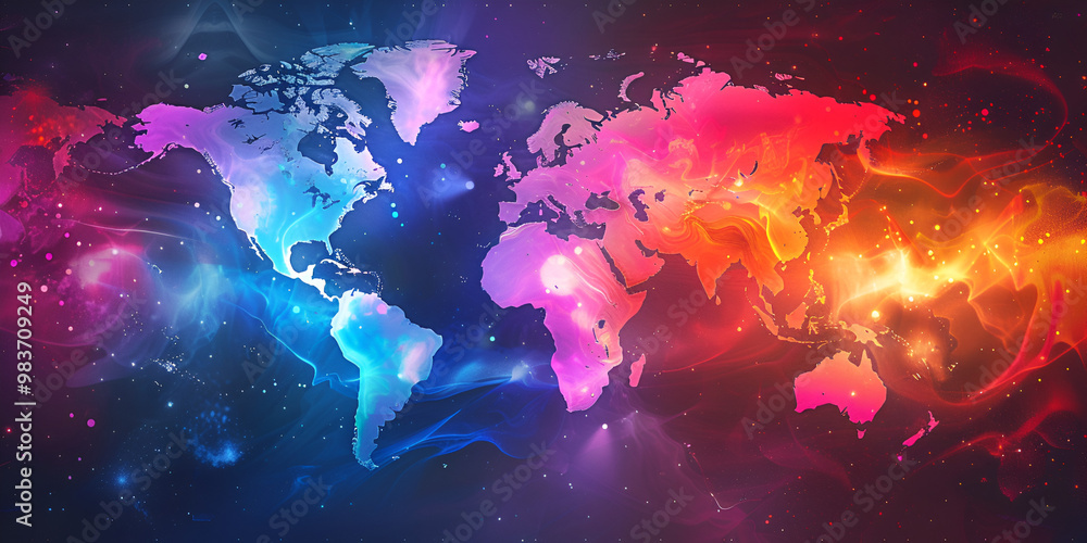 Obraz premium Illuminated World Map