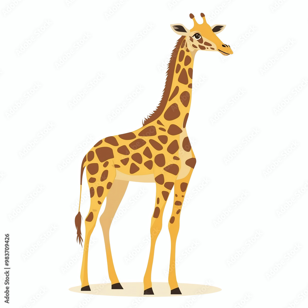 Cute giraffe cartoon clip art vector illustration on white background, safari animal element Cute giraffe cartoon clip art vector illustration on white background, safari animal element
