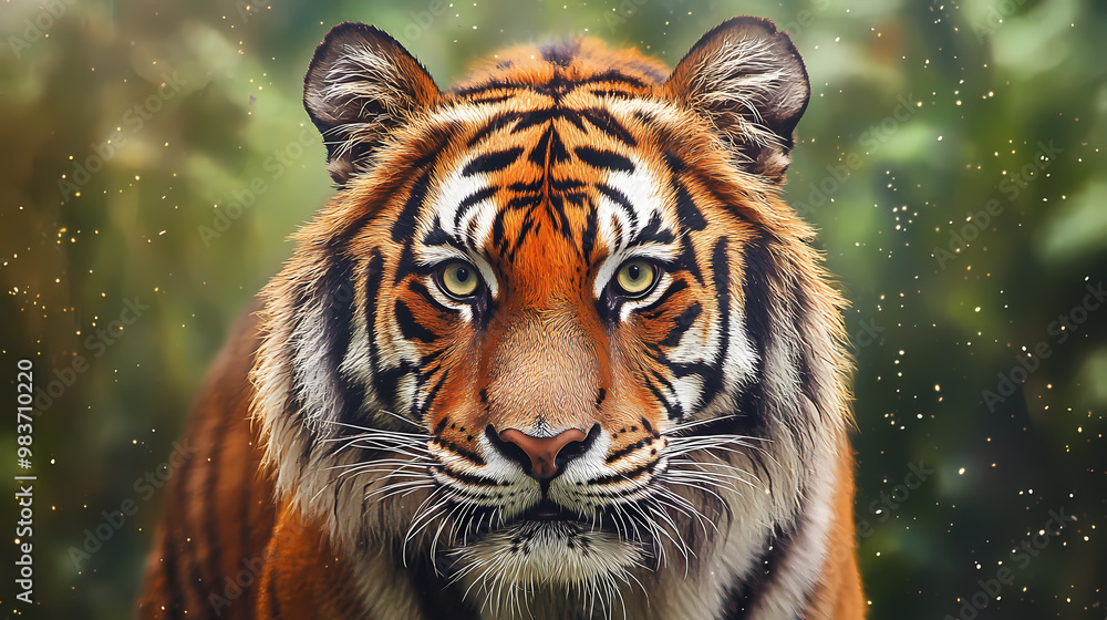 Fototapeta premium Creating tiger pointillism artwork for no charge. Pointillism. Illustration