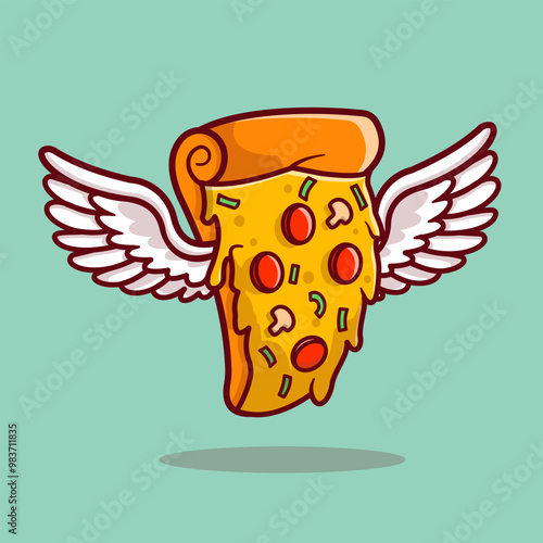 Pizza Angel Melted Flying Cartoon Vector Icon Illustration.
Food Object Icon Concept Isolated Premium Vector. Flat 
Cartoon Style