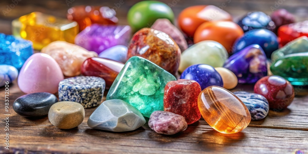 Assorted stones and crystals for crystal therapy and holistic practices, healing, spirituality, alternative medicine Assorted stones and crystals for crystal therapy and holistic practices, healing, spirituality, alternative medicine