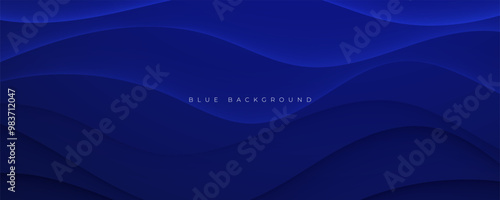Abstract blue gradient background wavy shape design vector