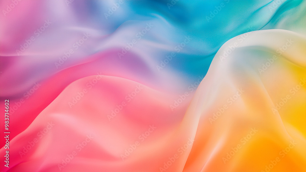 Obraz premium Soft, flowing fabric in pastel hues creates a colorful abstract display of movement and light