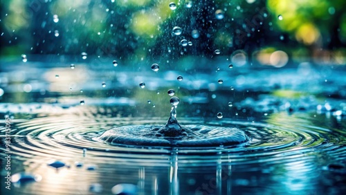 Wallpaper Mural Raindrops falling into a puddle in slow motion, raindrops, falling, water, puddle, slow motion, splash, ripples, wet, droplets Torontodigital.ca