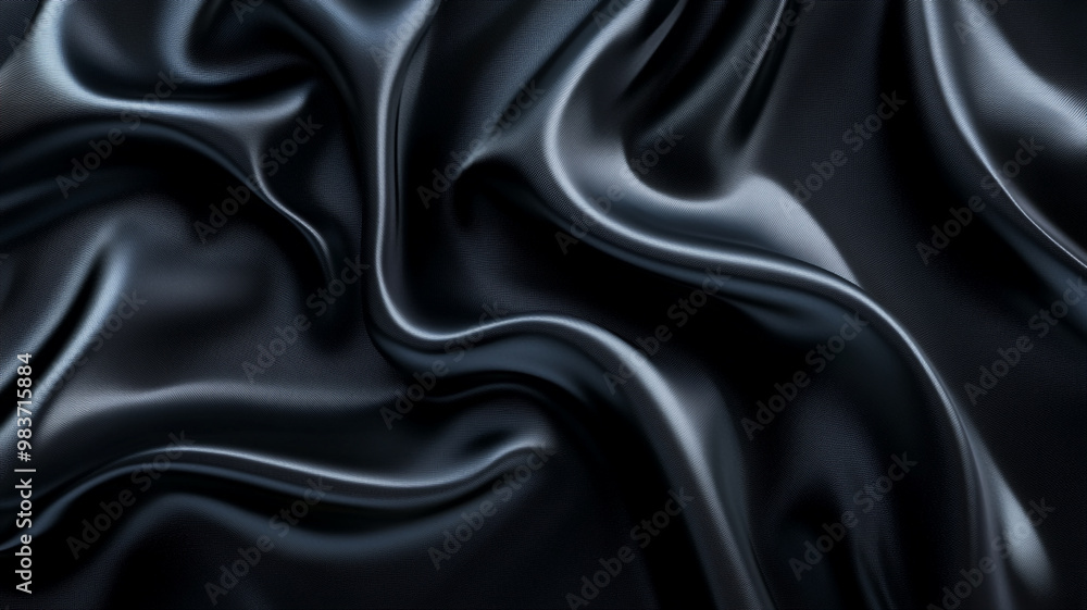 Obraz premium Elegant black fabric draping softly to create smooth, flowing contours in gentle light