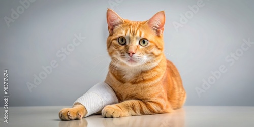 of an injured orange cat, cat, orange, injured,pet, animal, feline, sad, hurting, domestic, art, cute, graphic, wounded photo