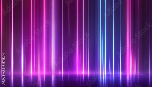 Abstract background with glowing neon lines and blue light, digital technology concept design, dark purple background, 