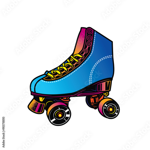 Roller skates illustration. Retro roller skates. Original vector illustration in vintage style. T-shirt design.