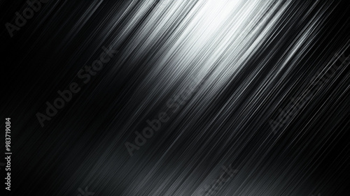 Abstract black and silver linear patterns with a smooth gradient in dim light