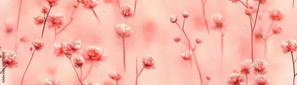 Verbena pattern on soft coral pastel background, viewed from the top for a unique perspective. Verbena pattern on soft coral pastel background, viewed from the top for a unique perspective.