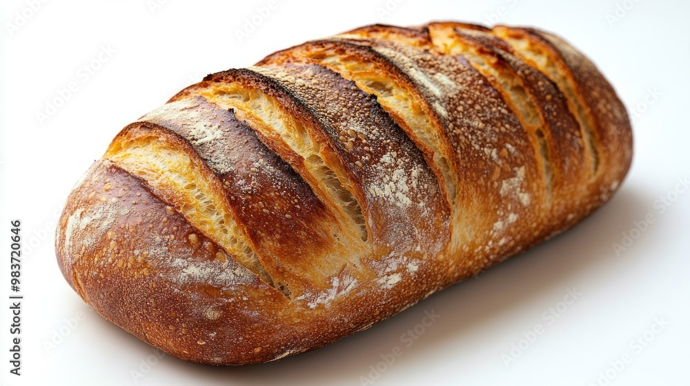 A freshly baked loaf of artisanal bread with a golden crust. A freshly baked loaf of artisanal bread with a golden crust.