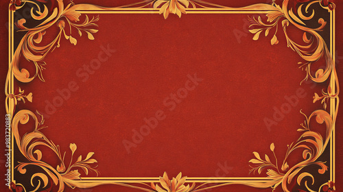 Elegant Art Nouveau invitation card template featuring swirling floral designs on rich red background, perfect for special occasions