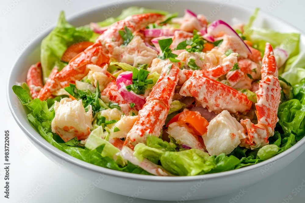 A refreshing and flavorful Crab Louie Salad featuring succulent crab meat, crisp lettuce, juicy tomatoes, red onions, and a creamy dressing. A refreshing and flavorful Crab Louie Salad featuring succulent crab meat, crisp lettuce, juicy tomatoes, red onions, and a creamy dressing.