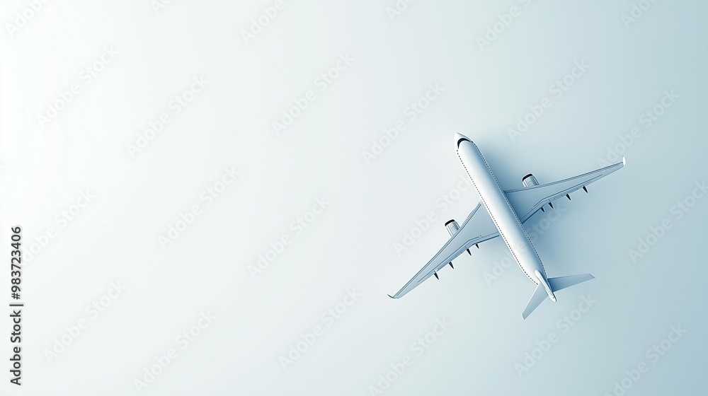 A sleek and minimalist design of an airplane taking off into the open sky, symbolizing travel, freedom, and motion. This modern image captures the elegance and simplicity of aviation against a blue sk A sleek and minimalist design of an airplane taking off into the open sky, symbolizing travel, freedom, and motion. This modern image captures the elegance and simplicity of aviation against a blue sk