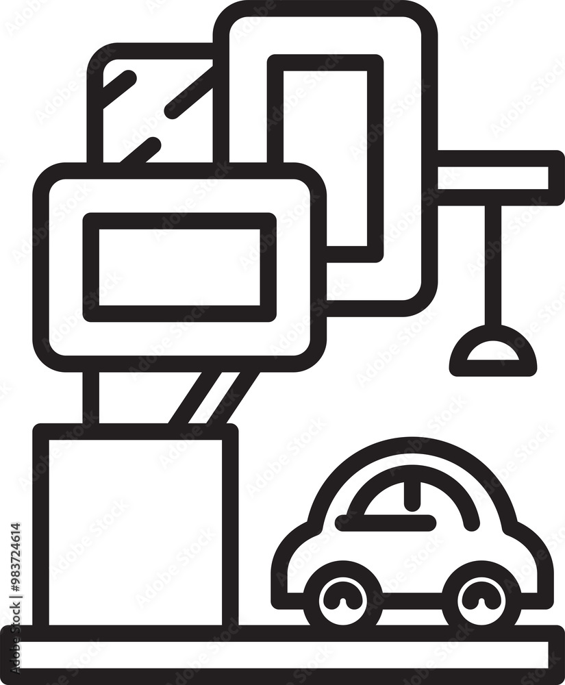 Modern Building Line Icon Modern Building Line Icon